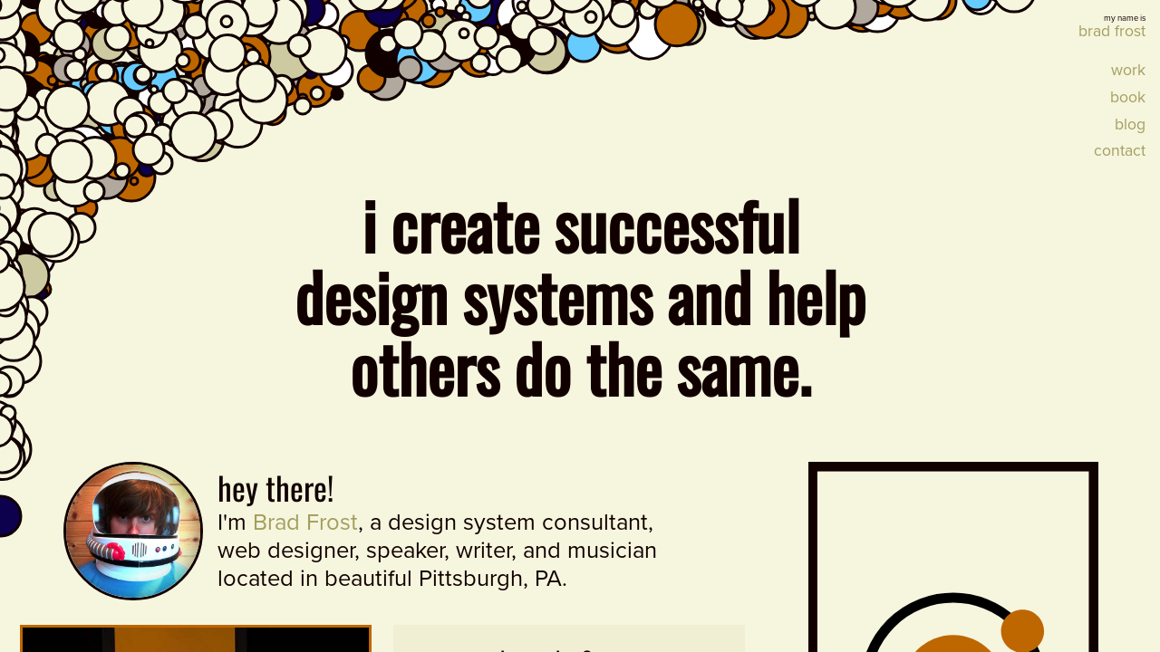 Screenshot of Brad Frost | Design system consultant, author of Atomic Design, web designer, and musician