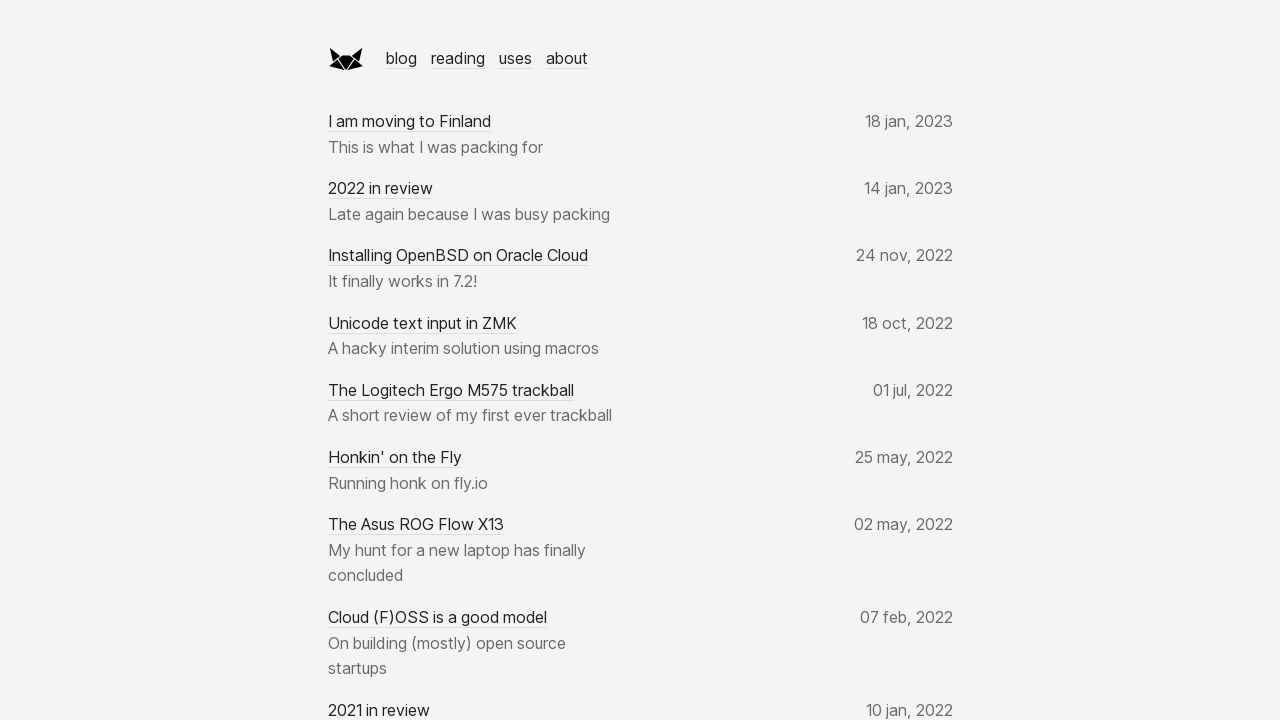 Screenshot of blog — icyphox