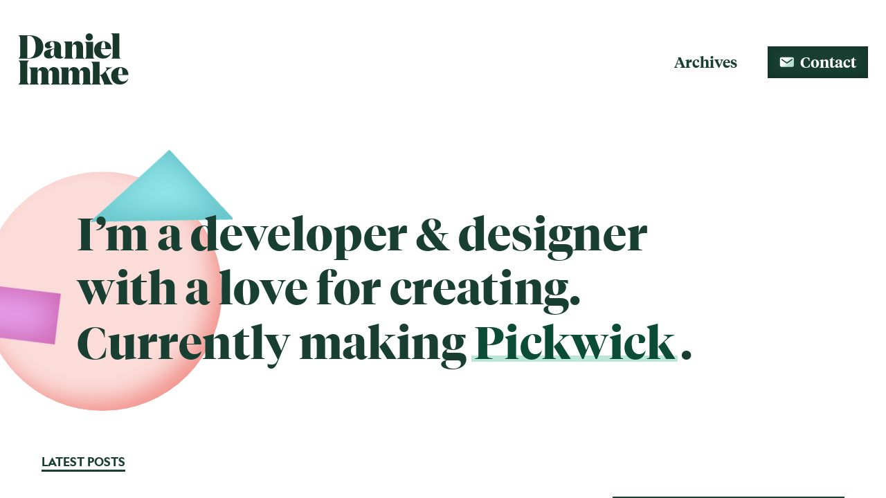 Screenshot of Daniel Immke’s Personal Website