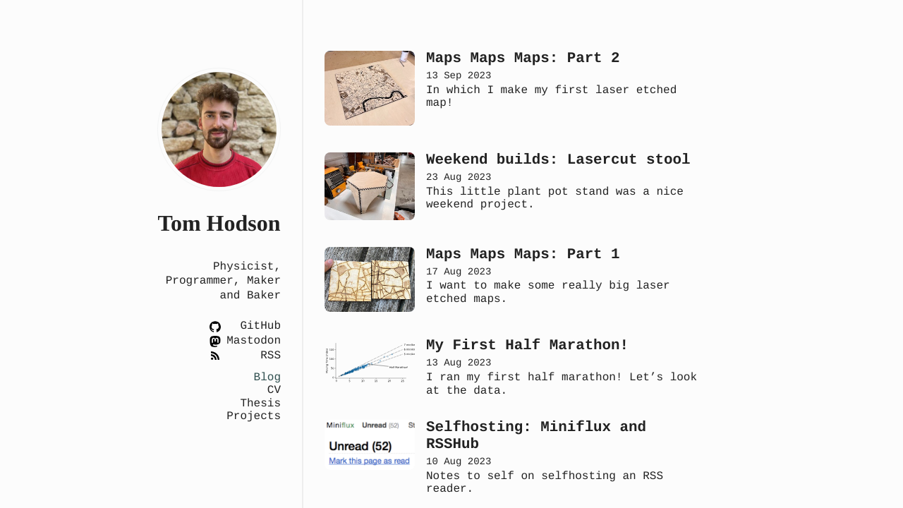 Screenshot of Tom Hodson - Blog