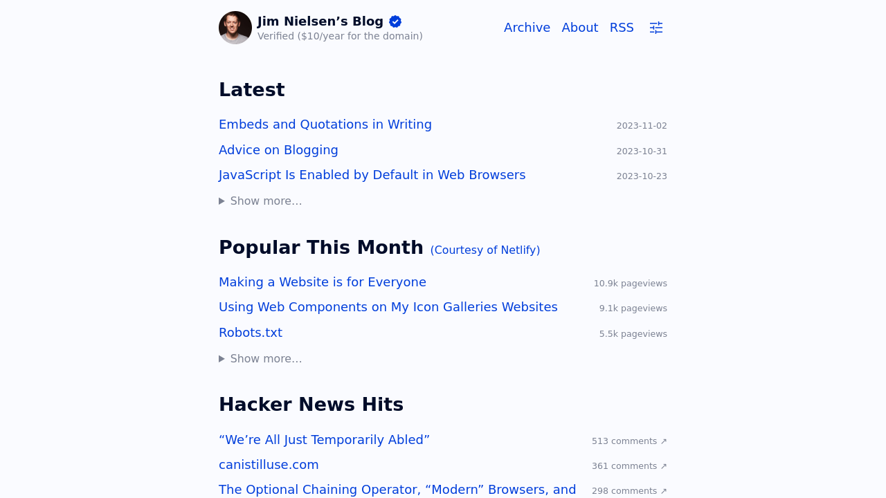 Screenshot of Jim Nielsen’s Blog