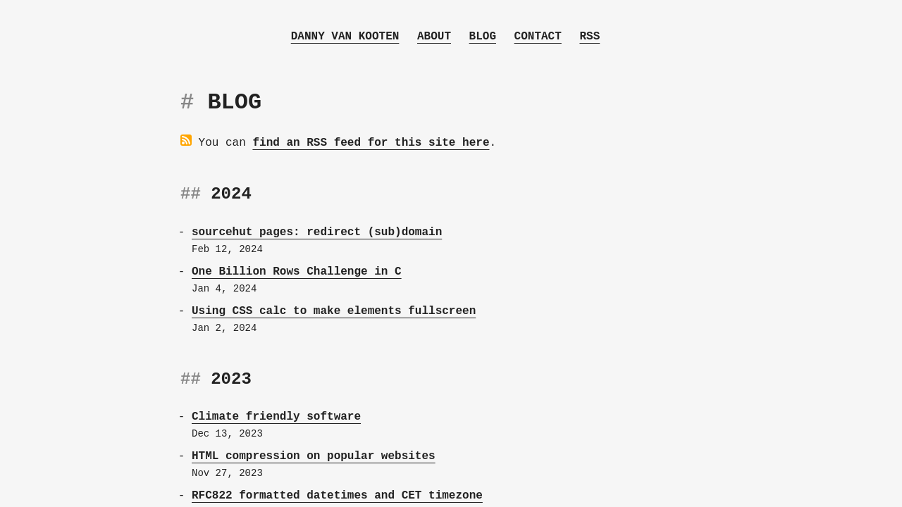 Screenshot of Blog - Danny van Kooten