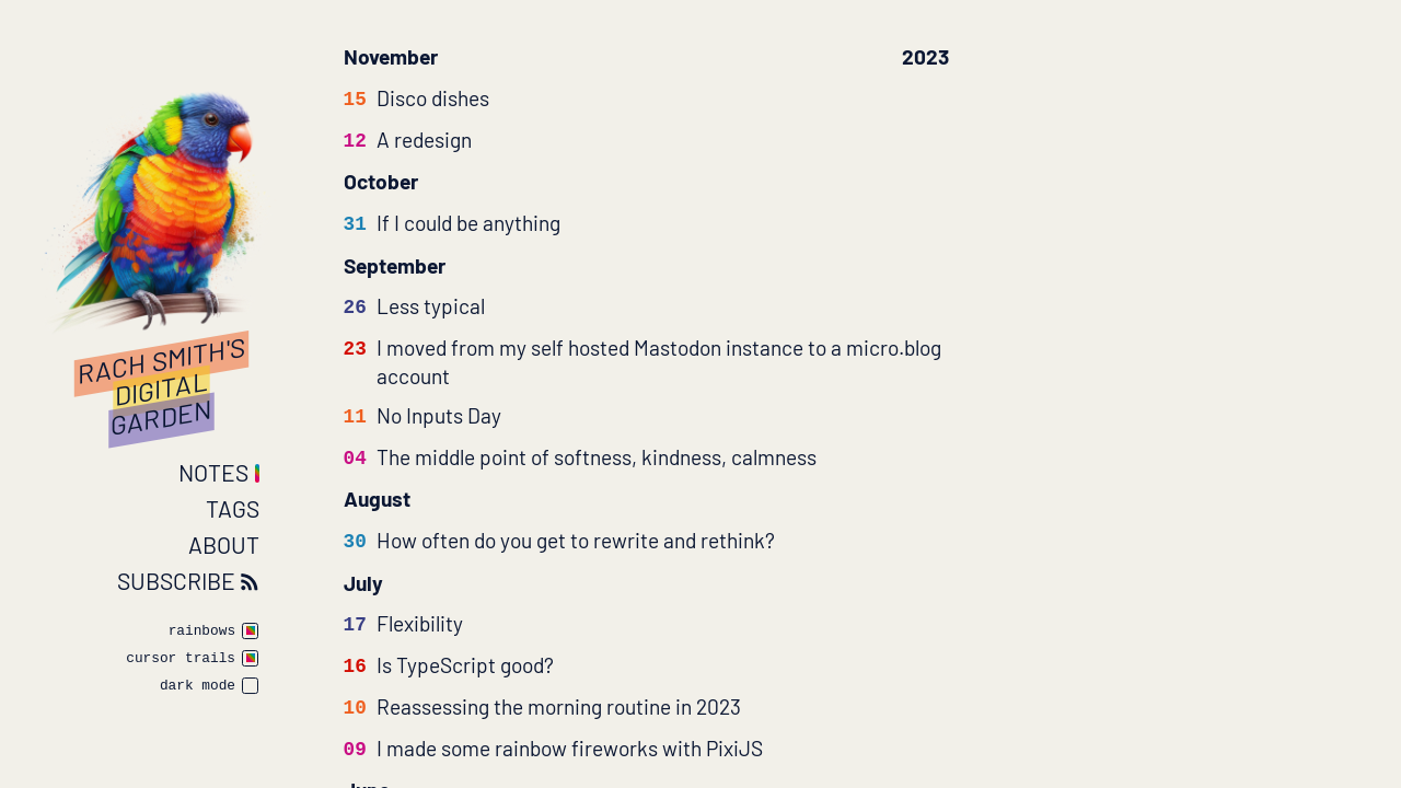 Screenshot of Home | Rach Smith's digital garden