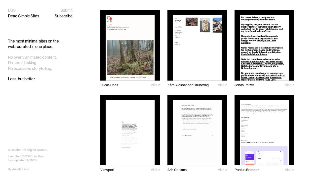 Screenshot of Dead Simple Sites — Minimal Website Inspiration