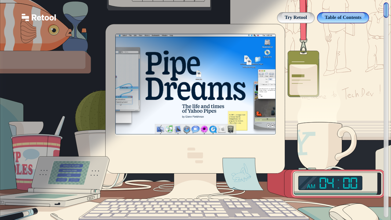 Screenshot of Pipe Dreams: The life and times of Yahoo Pipes